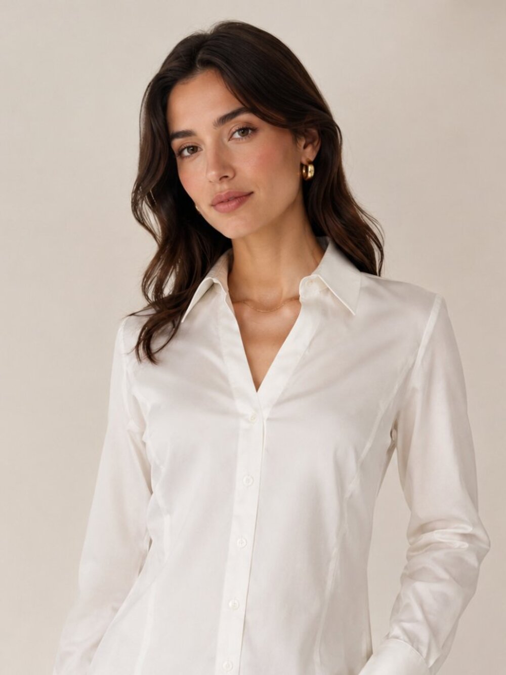 Calvin Klein Fitted Sheen Off White Blouse with Tags - Picture 12 of 12